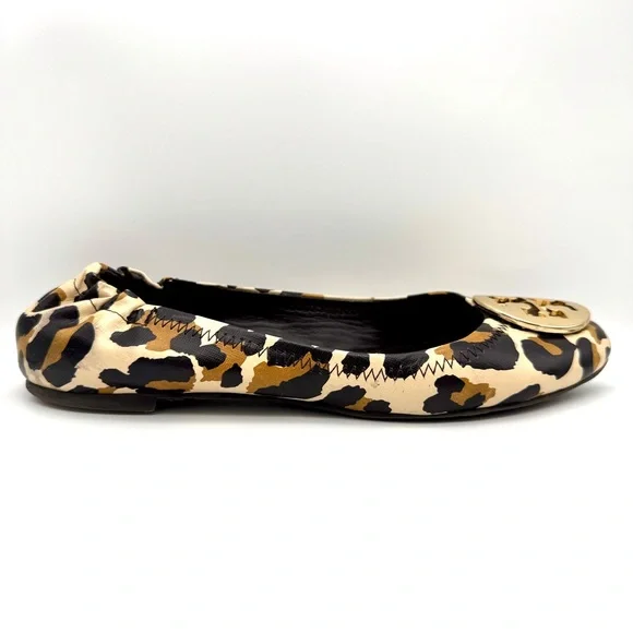 TORY BURCH Reva Leather Flats - Leopard - Sz 7.5 - Picture 5 of 9
